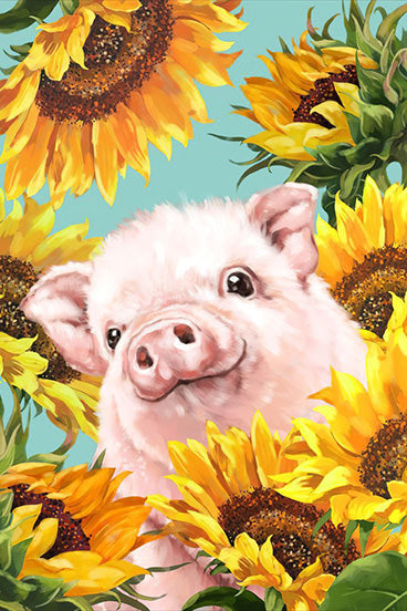 Ferkel zwischen den Sonnenblumen